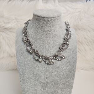 Mid Century Vintage Rhinestone Choker Collar Necklace Art Deco 1960s Costume 60s